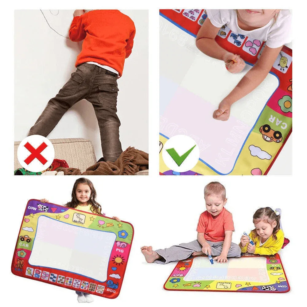 1-6 Years Children Kids Baby Drawing Educational Water Mat Drawing Painting Toddler Board/ Charpet With Magic Water Pen Gift 45.5 X 29cm (White) - BIG FRENCHIES