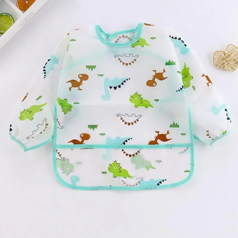 Cute Cartoon Print Baby Waterproof Long Sleeve Apron Children Feeding Smock Bib Baby Accessories - BIG FRENCHIES