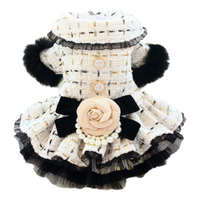Handmade Luxury Pet Tweed Coat Dog Dress Outfit For Winter Fashion