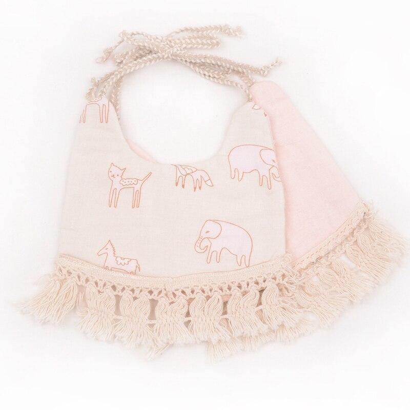 Double-deck Infant Baby Girl Boy Bib Kid Toddler Dinner Feeding Tassel Cotton Linen Burp Cloths - BIG FRENCHIES