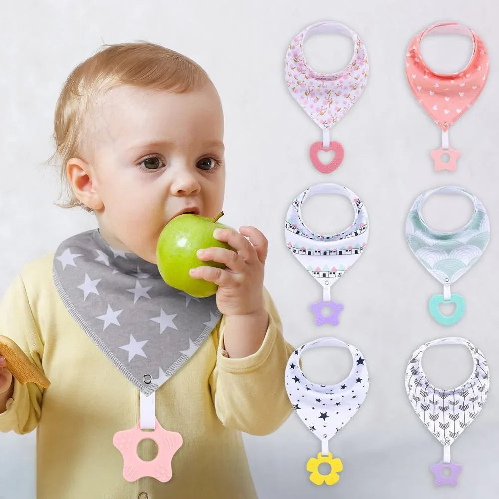 100% Organic Cotton Super Absorbent And Soft Unisex Baby Bandana Drool Bibs And Teething Toys For Newborn - BIG FRENCHIES