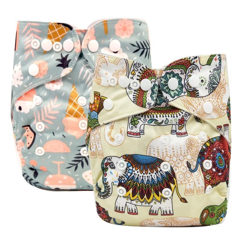 Modern Printed Bamboo Charcoal Inner Pocket Diaper For Baby Reusable Cloth Diaper Nappies With Double Leg Gusset In Modern Printed Design For Baby and Kids - BIG FRENCHIES