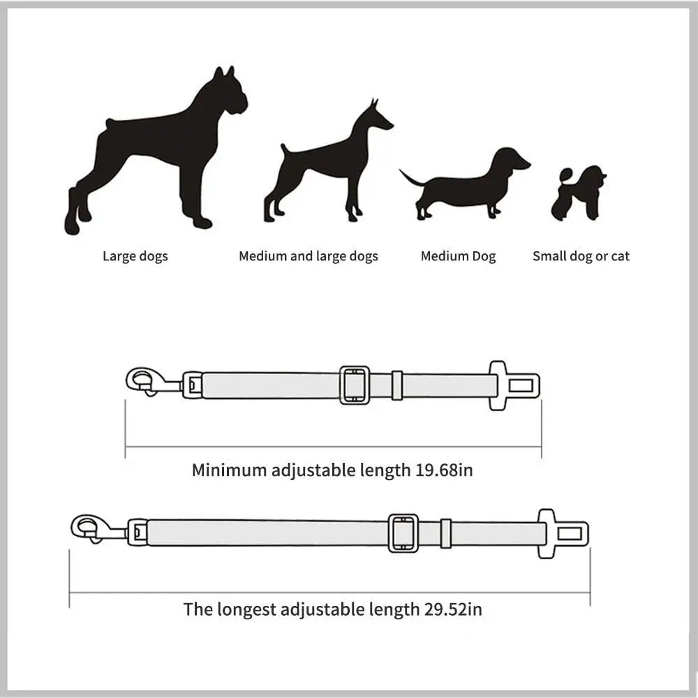 Pet Car Seat Belt Harness – Adjustable Safety Clip for Dogs & Cats - BIG FRENCHIES