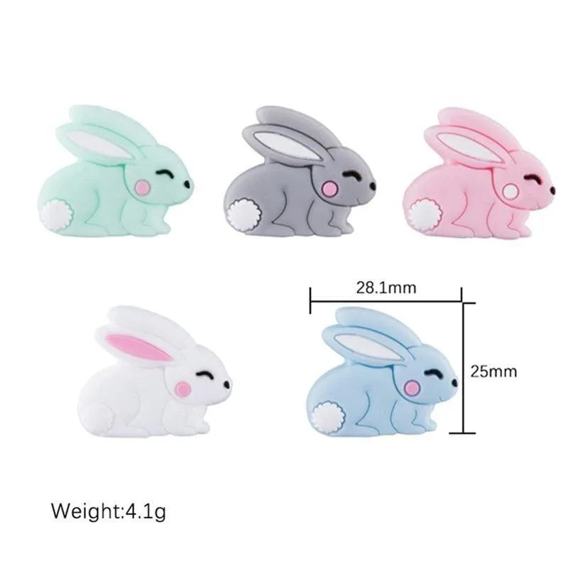 5PCS/SET Silicone Animal Beads BPA Free Baby Teething Beads Toy For Pacifier Clips New Born Silicone Rodent Tiny Rod Baby Teether For Baby Kids - BIG FRENCHIES