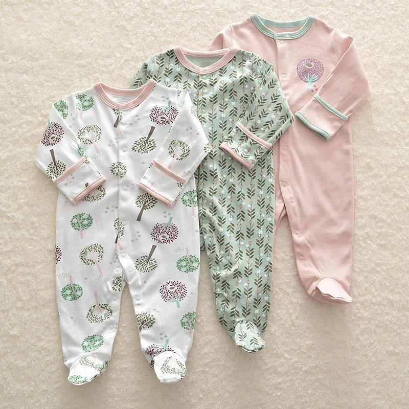 3Pcs Baby unisex Rompers Long Sleeve Sleep suit Cartoon Jumpsuit Baby Pajamas Stes For Kids Between 0-12Months - BIG FRENCHIES