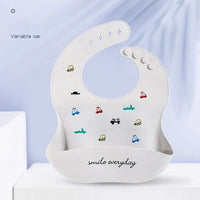 Cute Cartoon Print Baby Bibs Waterproof Soft Silicone Baby Feeding Stuff Dinosaur Pattern Bib For Kids - BIG FRENCHIES