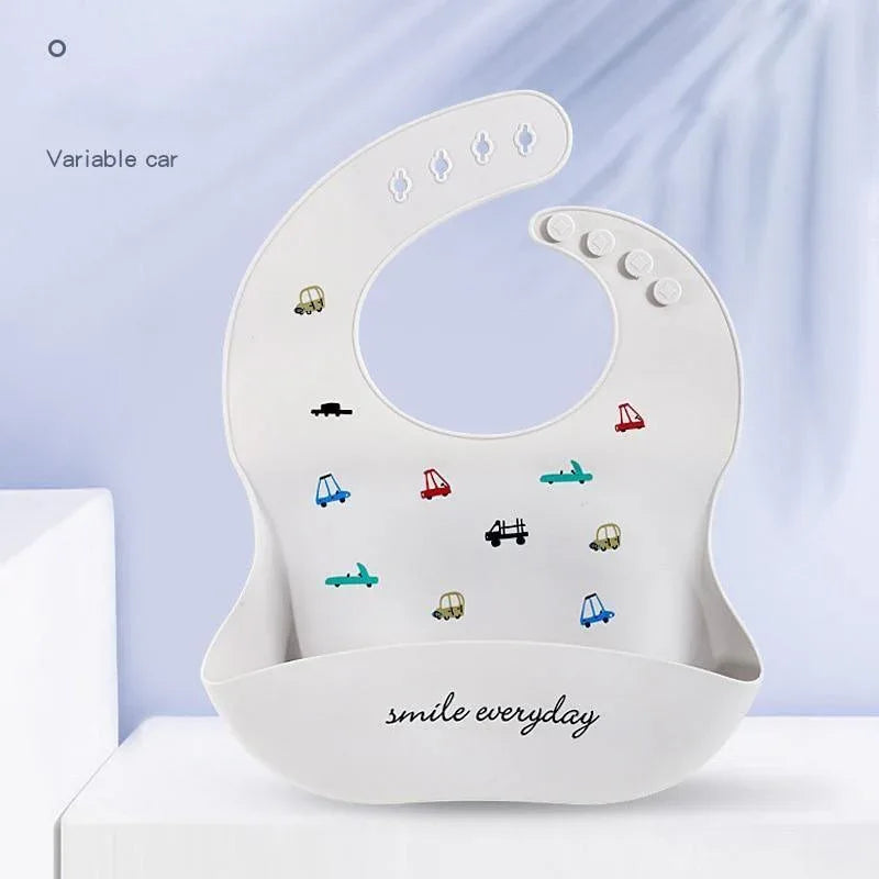 Cute Cartoon Print Baby Bibs Waterproof Soft Silicone Baby Feeding Stuff Dinosaur Pattern Bib For Kids - BIG FRENCHIES