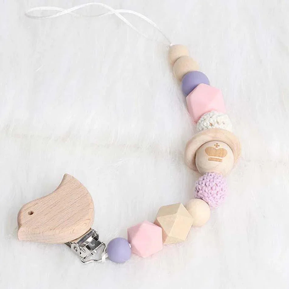 Modern Wood Pacifier Clip Chain Holder Nipples Pacifier Clips Pacifier Teether Teething Toy Cartoo Wooden Bracket For Pacifier For Kids - BIG FRENCHIES