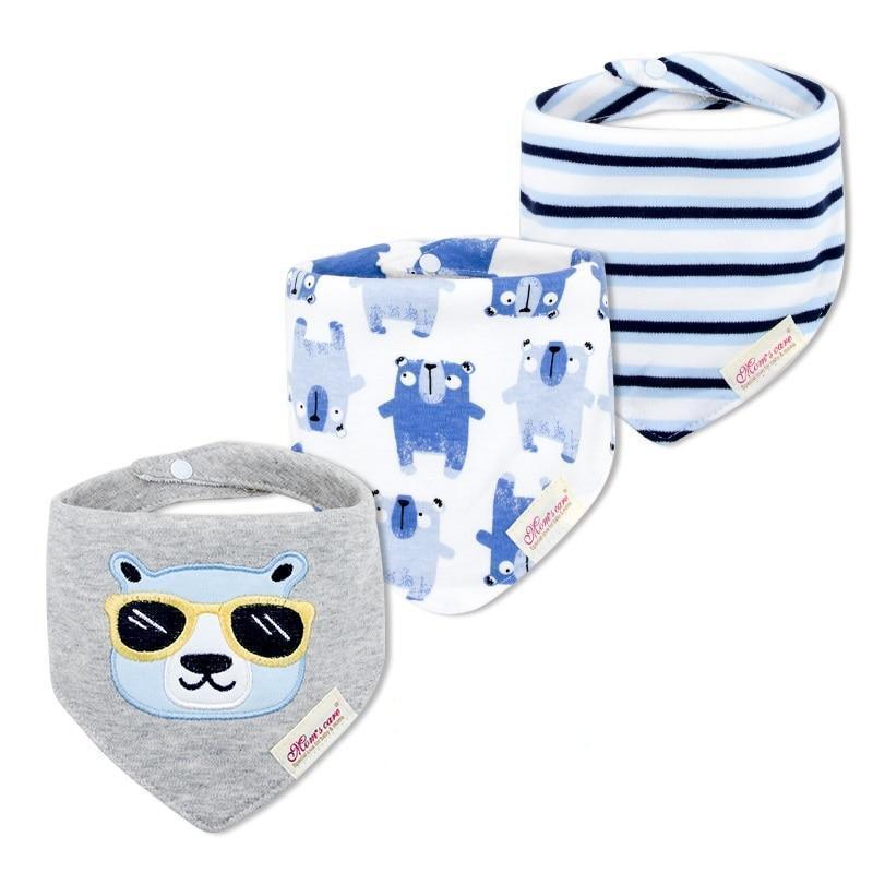 Moder 3PCS Baby Bibs Bandanna Lot Cotton Multi-style Triangle Cartoon For Infant Boys And Girls - BIG FRENCHIES