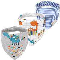 Moder 3PCS Baby Bibs Bandanna Lot Cotton Multi-style Triangle Cartoon For Infant Boys And Girls - BIG FRENCHIES
