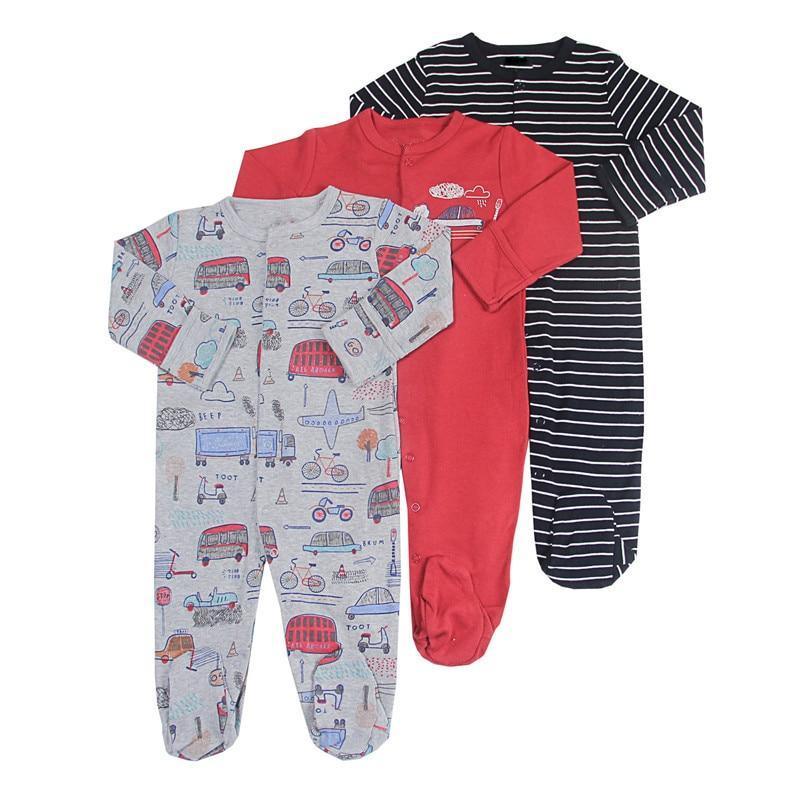 3Pcs Baby unisex Rompers Long Sleeve Sleep suit Cartoon Jumpsuit Baby Pajamas Stes For Kids Between 0-12Months - BIG FRENCHIES
