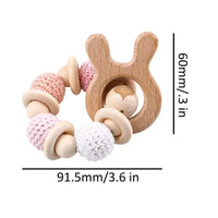Wooden Teether Hedgehog Crochet Beads Wood Crafts Ring Engraved Bead Baby Teether Wooden Toys For Kids Rattle - BIG FRENCHIES