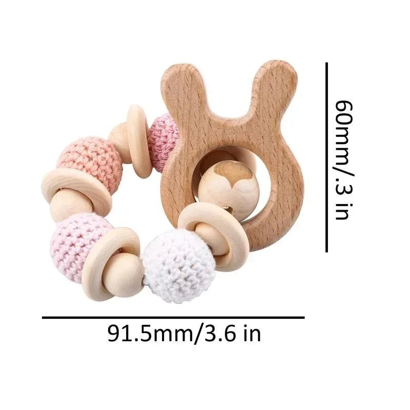 Wooden Teether Hedgehog Crochet Beads Wood Crafts Ring Engraved Bead Baby Teether Wooden Toys For Kids Rattle - BIG FRENCHIES