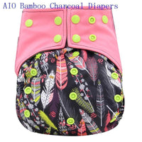Newborn Cloth Diaper Sewed in Charcoal Bamboo Insert and Suede Pocket Diapers Waterproof Baby Nappies Design for Baby - BIG FRENCHIES