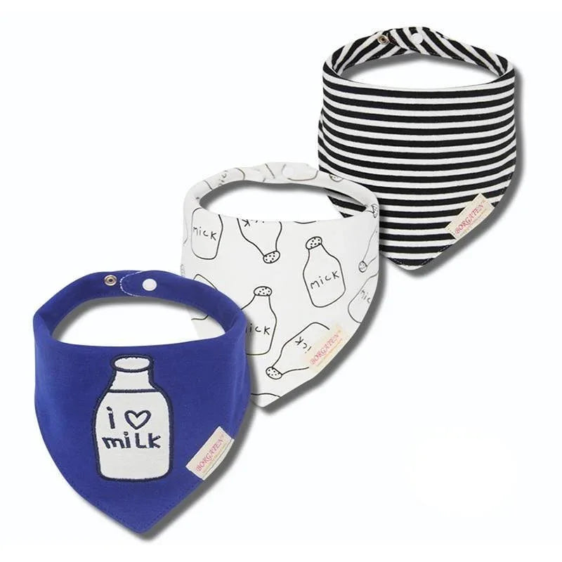 3PCS Comfortable Waterproof Organic Cotton Baby Burp Cloth Bandanna Scarf Bibs For Newborn Baby Boy And Girl - BIG FRENCHIES