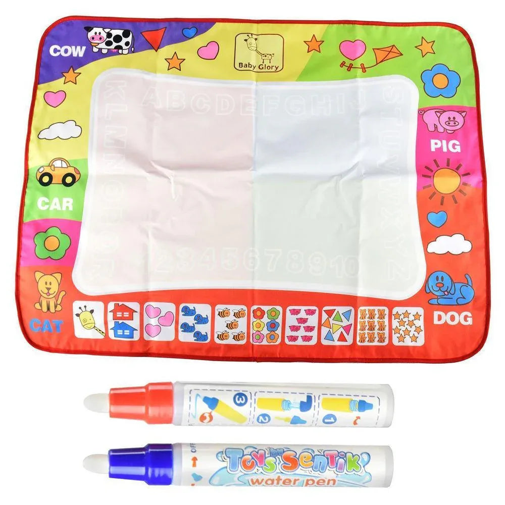 1-6 Years Children Kids Baby Drawing Educational Water Mat Drawing Painting Toddler Board/ Charpet With Magic Water Pen Gift 45.5 X 29cm (White) - BIG FRENCHIES