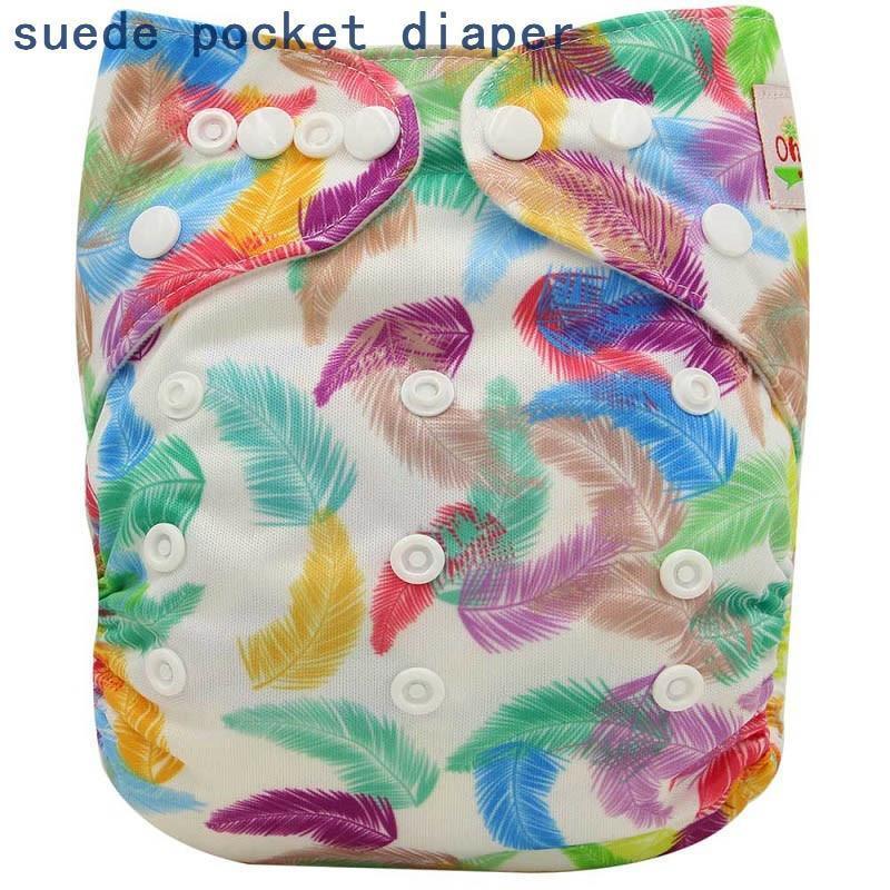 Newborn Cloth Diaper Sewed in Charcoal Bamboo Insert and Suede Pocket Diapers Waterproof Baby Nappies Design for Baby - BIG FRENCHIES