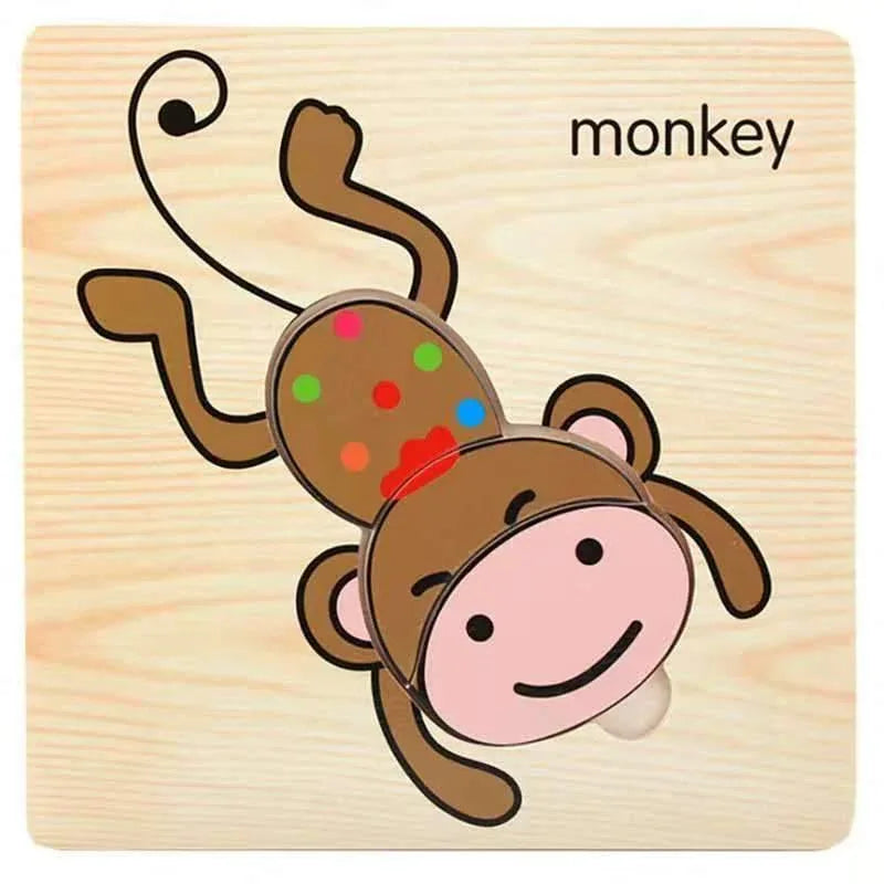 3D Wooden Children Interesting Puzzle Toys With Animals and Cars Exellent Puzzles Intelligence Kids Early Educational Toys For Children - BIG FRENCHIES