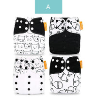4PCS/SET Washable Eco-friendly Diaper Ecological Adjustable Nappy Reusable Cloth Diapers Set For Baby and Kids - BIG FRENCHIES