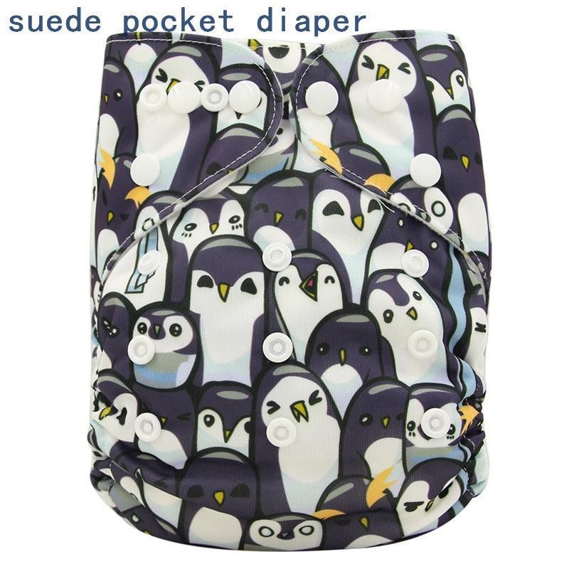 Newborn Cloth Diaper Sewed in Charcoal Bamboo Insert and Suede Pocket Diapers Waterproof Baby Nappies Design for Baby - BIG FRENCHIES