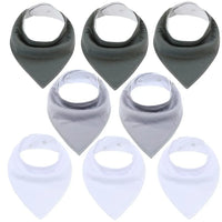 8PCS/SET Comfortable Colorful 100% Organic Cotton Adjustable Snaps Bandana Saliva Bibs For Baby Boys & Girls Kids - BIG FRENCHIES