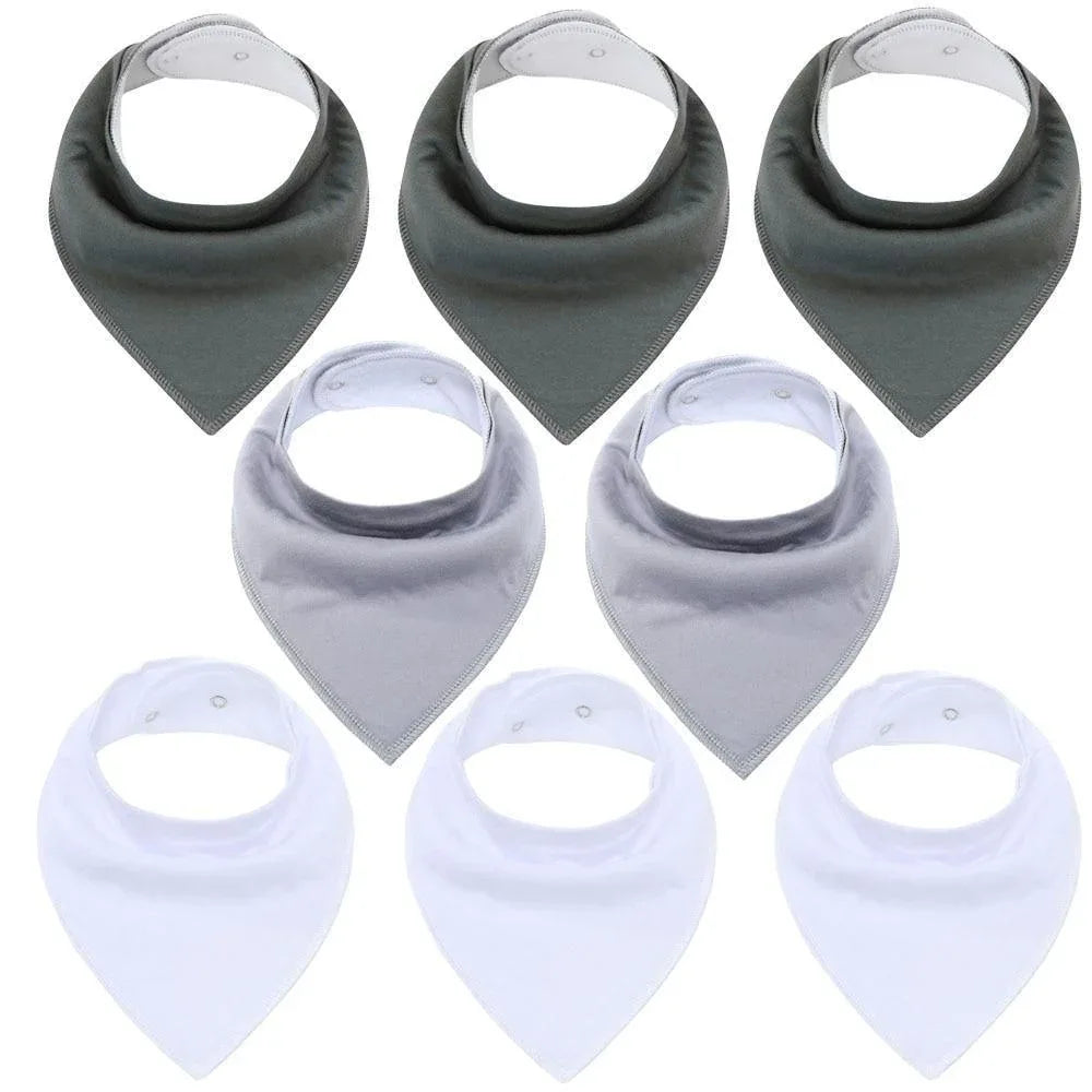 8PCS/SET Comfortable Colorful 100% Organic Cotton Adjustable Snaps Bandana Saliva Bibs For Baby Boys & Girls Kids - BIG FRENCHIES