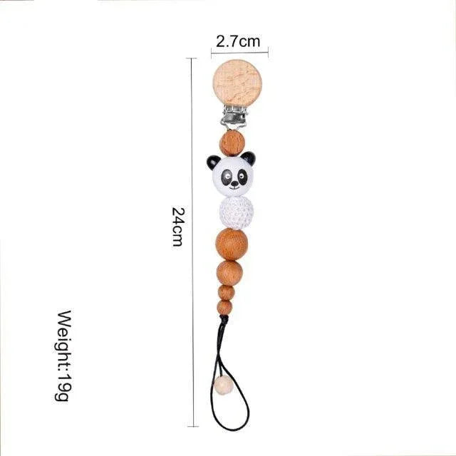 Modern Handmade Pacifier Chain Baby Teething Chains Crochet Rabbit Panda Beads Wooden Clips Wood Tiny Rod For Kids - BIG FRENCHIES