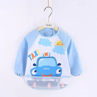 Cute Cartoon Print Baby Waterproof Long Sleeve Apron Children Feeding Smock Bib Baby Accessories - BIG FRENCHIES