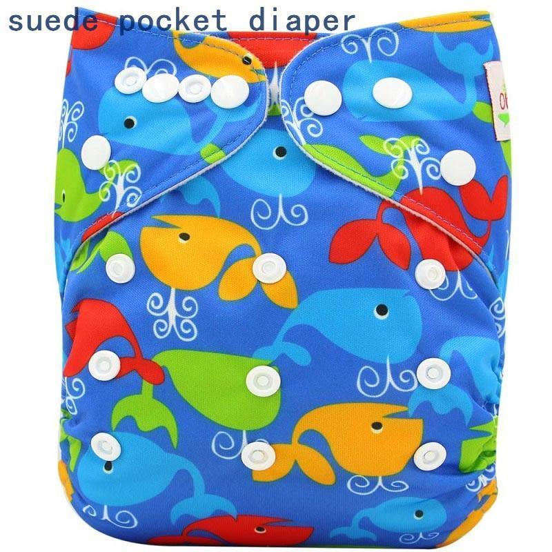 Newborn Cloth Diaper Sewed in Charcoal Bamboo Insert and Suede Pocket Diapers Waterproof Baby Nappies Design for Baby - BIG FRENCHIES