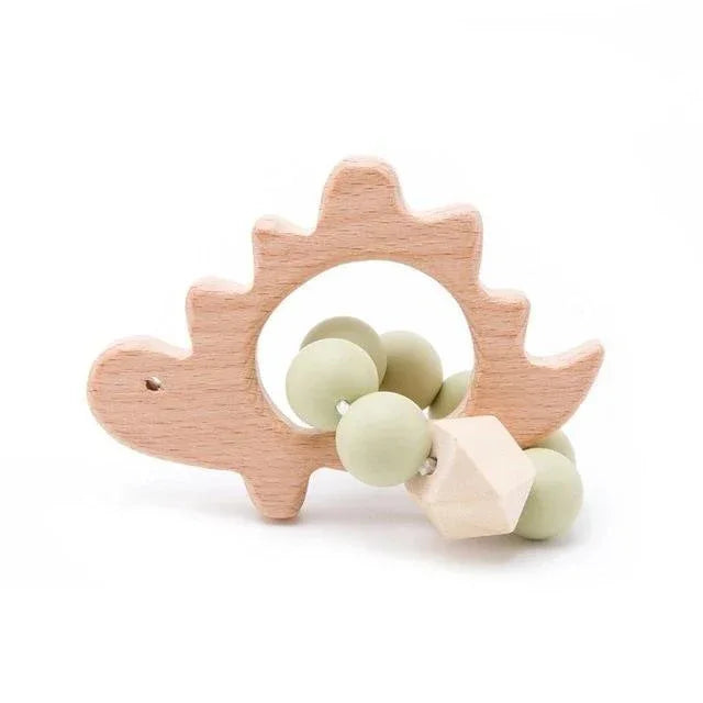 Wooden Teether Hedgehog Crochet Beads Wood Crafts Ring Engraved Bead Baby Teether Wooden Toys For Kids Rattle - BIG FRENCHIES