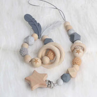 Modern Wood Pacifier Clip Chain Holder Nipples Pacifier Clips Pacifier Teether Teething Toy Cartoo Wooden Bracket For Pacifier For Kids - BIG FRENCHIES