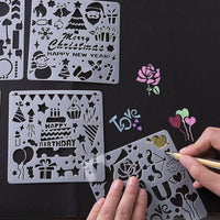 5Pcs/Set Children's Ruler Cutout Painting Template Hand Account Album Theme Lace Ruler Drawing Board Stencil Decoration Tools For Kids Drawing Education Toy - BIG FRENCHIES