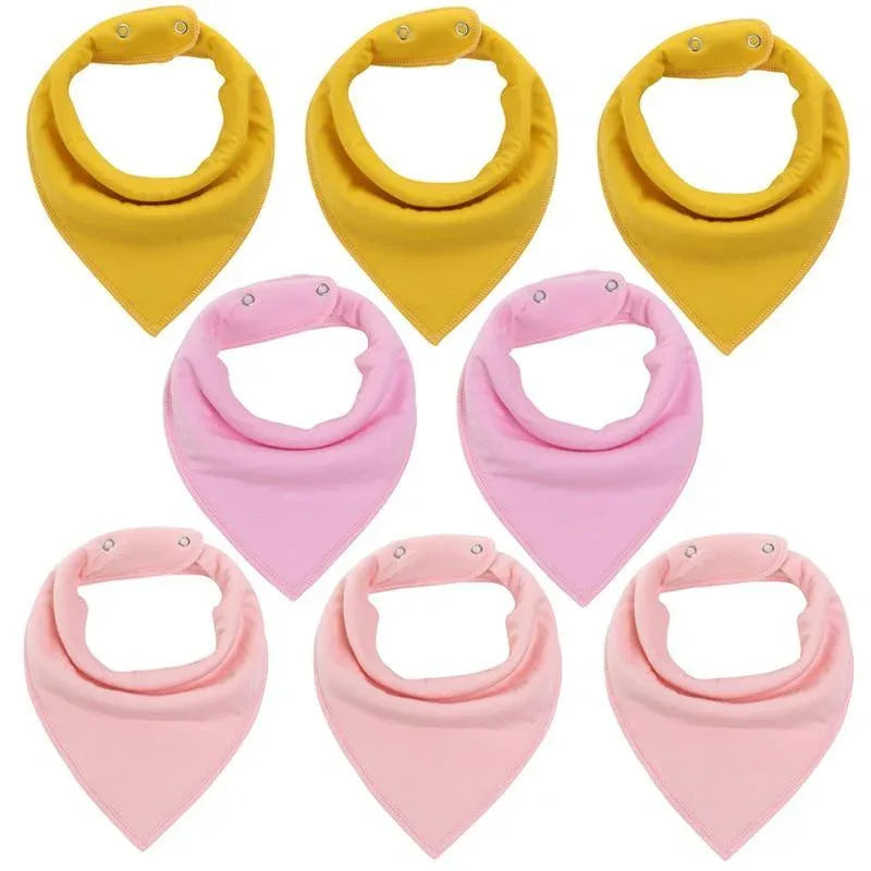8PCS/SET Comfortable Colorful 100% Organic Cotton Adjustable Snaps Bandana Saliva Bibs For Baby Boys & Girls Kids - BIG FRENCHIES