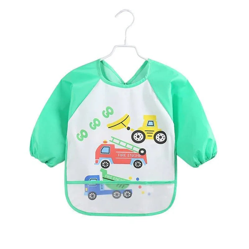 Cute Cartoon Print Baby Waterproof Long Sleeve Apron Children Feeding Smock Bib Baby Accessories - BIG FRENCHIES
