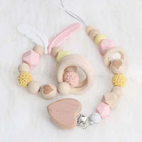 Modern Wood Pacifier Clip Chain Holder Nipples Pacifier Clips Pacifier Teether Teething Toy Cartoo Wooden Bracket For Pacifier For Kids - BIG FRENCHIES