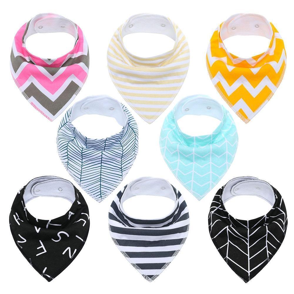 8PCS/SET Pack Baby Bandana Organic Absorbent Soft Cotton Drool Bibsfor Teething And Feeding Bib For Baby and Kids Feeding - BIG FRENCHIES