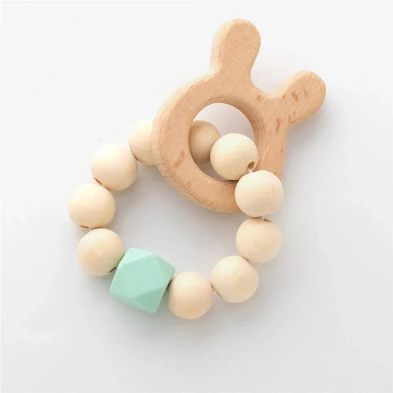 Modern Baby Silicone Wooden Nursing Bracelets Wood Teether Silicone Beads Teething Wood Rattles Toys for Baby - BIG FRENCHIES