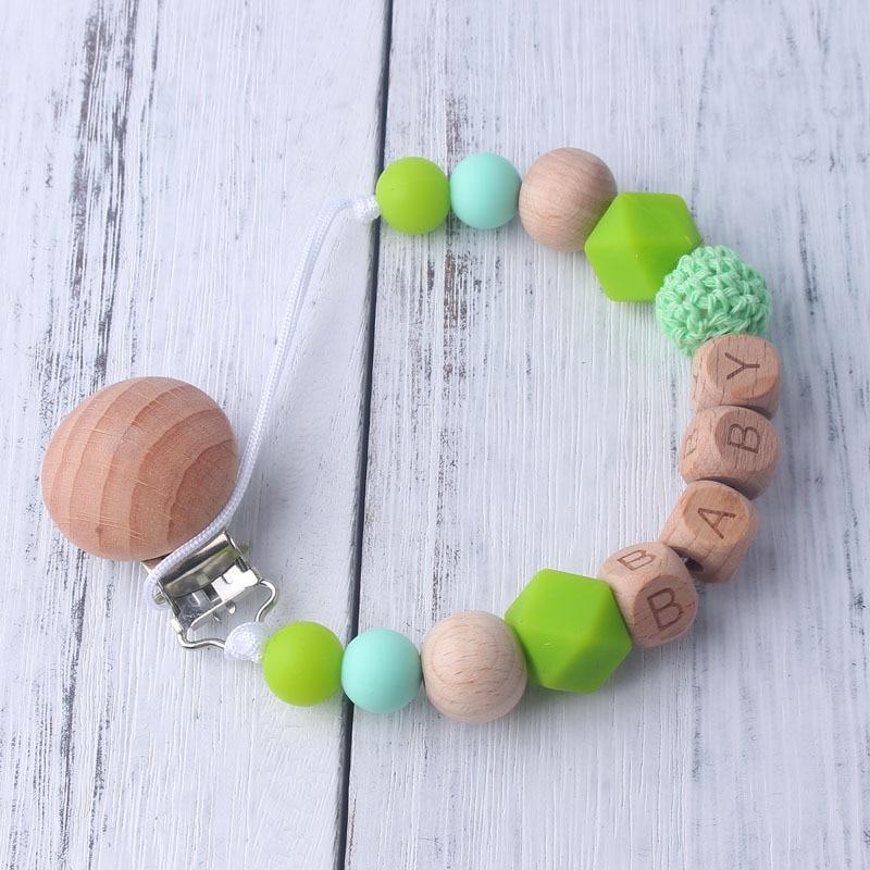 Baby Boy Wood Chew Pacifier Clips Dummy Chain Holder Cute Soother Chains Baby Girl Teething Toy - BIG FRENCHIES
