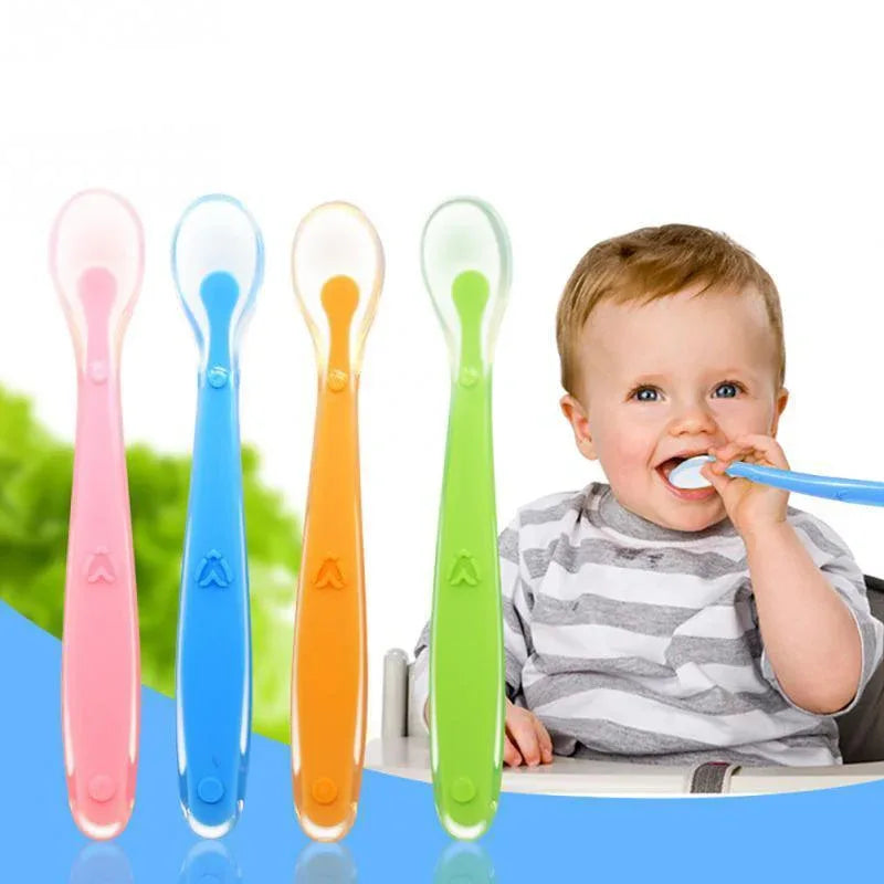 Silicone Baby Soft Soup Spoon Healthy Infant Sucker Candy Color Kitchen Cooking Spoon Rice Spoon Children Dishes Tableware for Kids - BIG FRENCHIES