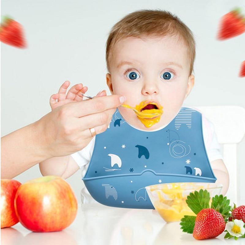 Luxury Modern Bibs Waterproof Soft Silicone Kids Girl Boy Adjustable Children Bib Cute Cartoon Print Baby Feeding Stuff For Kids - BIG FRENCHIES