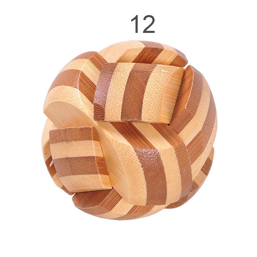 12 Style Brain Teaser 3D Wooden Interlocking Puzzles Game Toy Bamboo Small Size For Adults Kids - BIG FRENCHIES