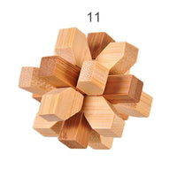 12 Style Brain Teaser 3D Wooden Interlocking Puzzles Game Toy Bamboo Small Size For Adults Kids - BIG FRENCHIES