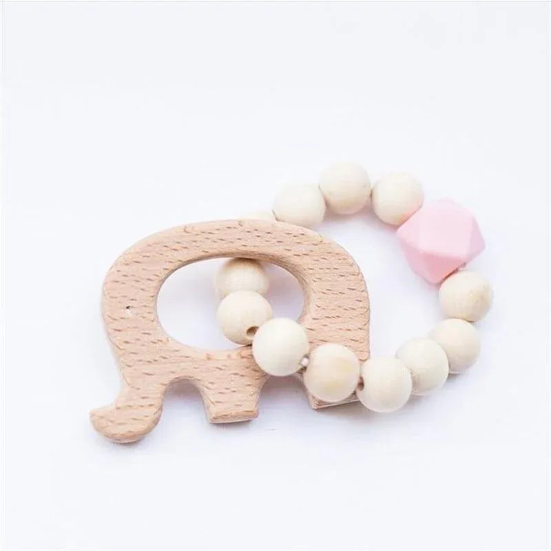 Modern Baby Silicone Wooden Nursing Bracelets Wood Teether Silicone Beads Teething Wood Rattles Toys for Baby - BIG FRENCHIES