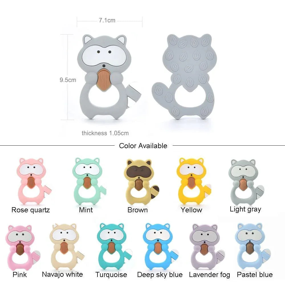 Baby Teethers Cartoon Animal Baby Teething Toy Penguin Silicone Teether Unicorn Pendant Raccoon Accessories - BIG FRENCHIES