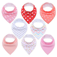 8PCS/SET Comfortable Colorful 100% Organic Cotton Adjustable Snaps Bandana Saliva Bibs For Baby Boys & Girls Kids - BIG FRENCHIES