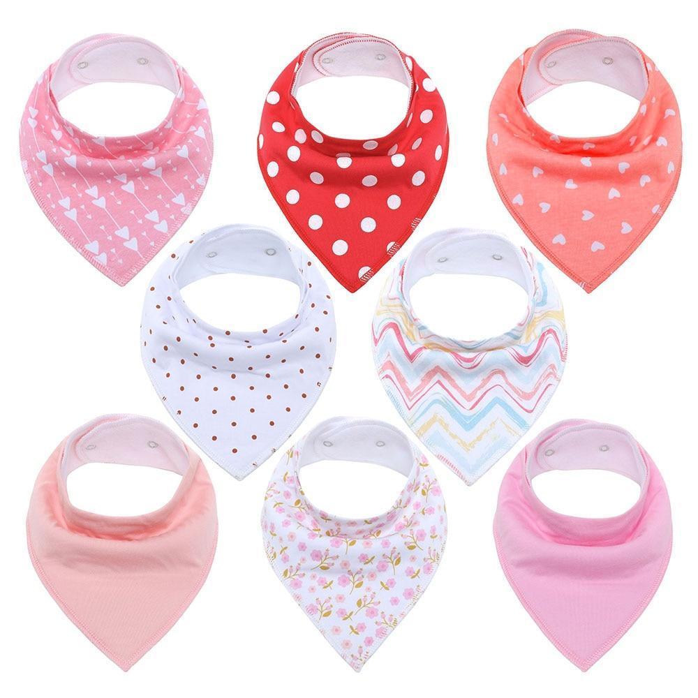 8PCS/SET Comfortable Colorful 100% Organic Cotton Adjustable Snaps Bandana Saliva Bibs For Baby Boys & Girls Kids - BIG FRENCHIES