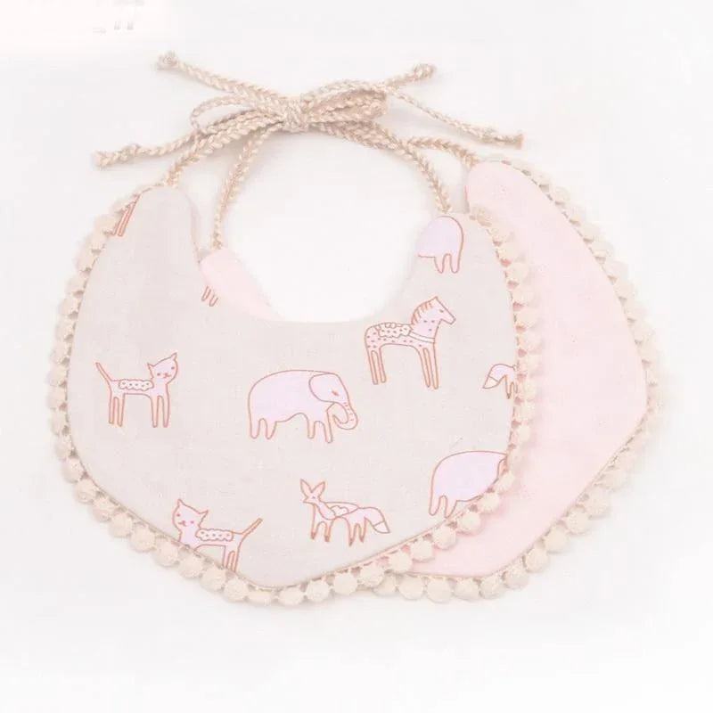 Double-deck Infant Baby Girl Boy Bib Kid Toddler Dinner Feeding Tassel Cotton Linen Burp Cloths - BIG FRENCHIES