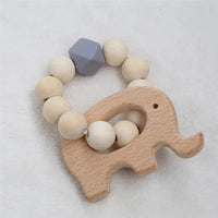 Modern Baby Silicone Wooden Nursing Bracelets Wood Teether Silicone Beads Teething Wood Rattles Toys for Baby - BIG FRENCHIES