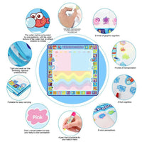 Coolplay 100x100cm Magic Water Drawing Mat Doodle Mat & 4 Drawing Pens & 1 Stamps Set Painting Board Educational Toys for Kids - BIG FRENCHIES