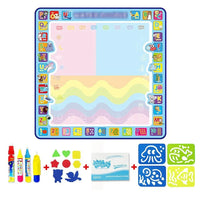 Coolplay 100x100cm Magic Water Drawing Mat Doodle Mat & 4 Drawing Pens & 1 Stamps Set Painting Board Educational Toys for Kids - BIG FRENCHIES